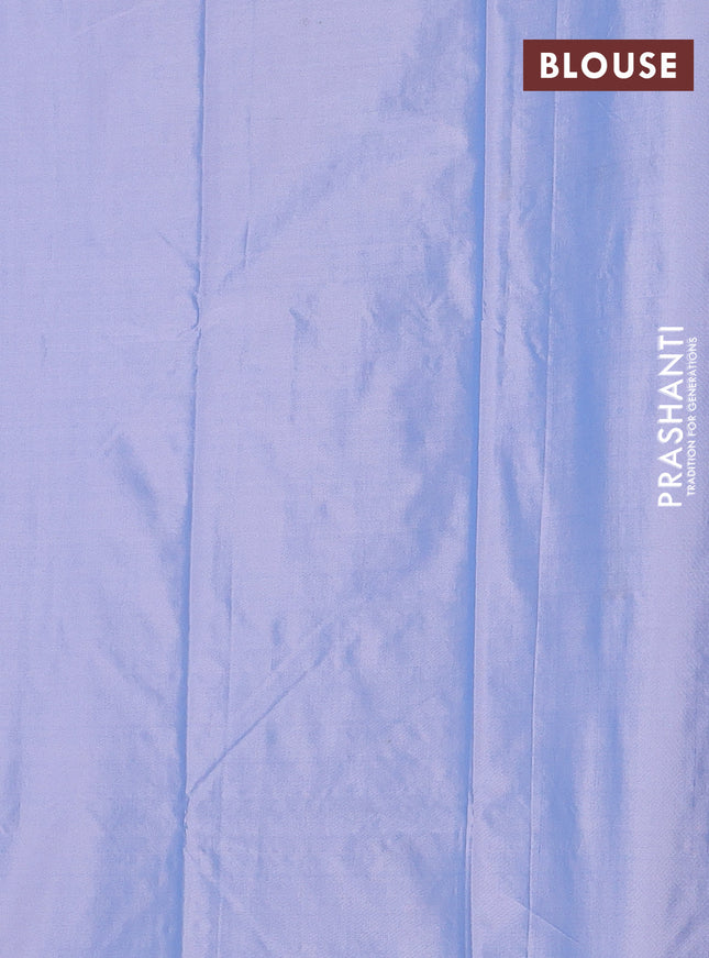 Arani semi silk saree bluish grey with allover silver zari weaves in borderless style