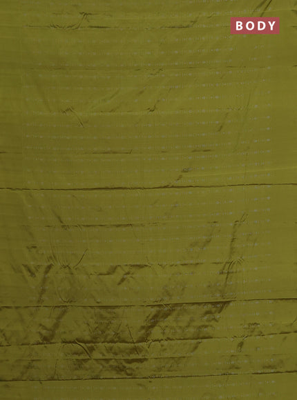 Arani semi silk saree lime green with allover silver zari weaves in borderless style