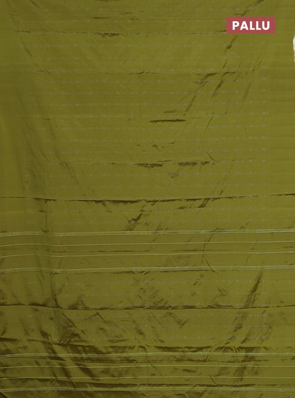 Arani semi silk saree lime green with allover silver zari weaves in borderless style