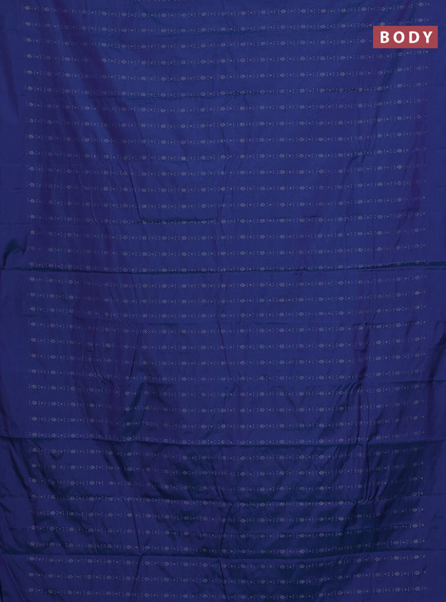 Arani semi silk saree dual shade of blue with allover silver zari weaves in borderless style