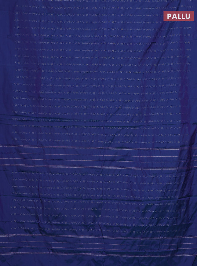 Arani semi silk saree dual shade of blue with allover silver zari weaves in borderless style