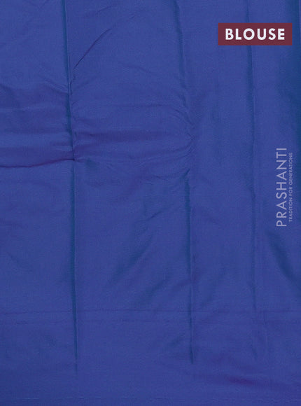 Arani semi silk saree dual shade of blue with allover silver zari weaves in borderless style