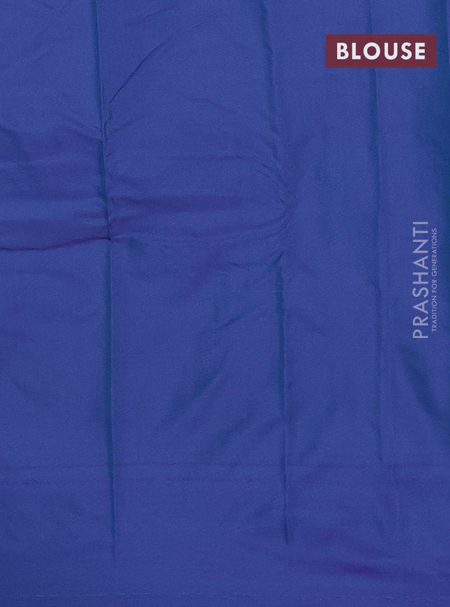 Arani semi silk saree dual shade of blue with allover silver zari weaves in borderless style