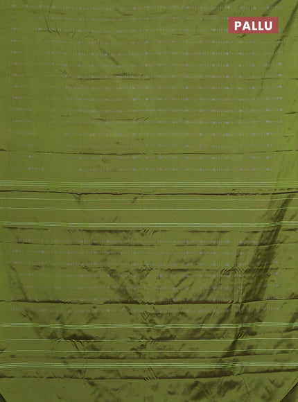 Arani semi silk saree light green with allover silver zari weaves in borderless style