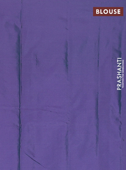 Arani semi silk saree dual shade of greenish violet with allover silver zari weaves in borderless style