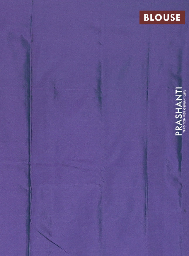 Arani semi silk saree dual shade of greenish violet with allover silver zari weaves in borderless style