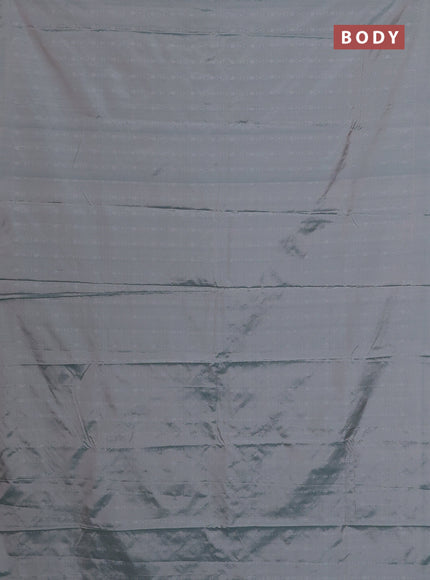 Arani semi silk saree dual shade of greyish green with allover silver zari weaves in borderless style