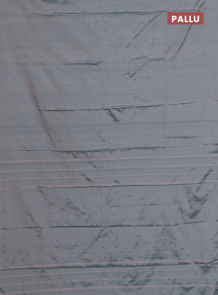 Arani semi silk saree dual shade of greyish green with allover silver zari weaves in borderless style