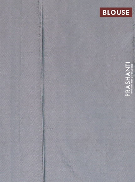 Arani semi silk saree dual shade of greyish green with allover silver zari weaves in borderless style