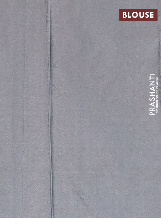 Arani semi silk saree dual shade of greyish green with allover silver zari weaves in borderless style