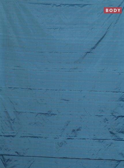 Arani semi silk saree pastel blue with allover copper zari weaves in borderless style