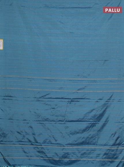 Arani semi silk saree pastel blue with allover copper zari weaves in borderless style