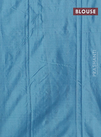 Arani semi silk saree pastel blue with allover copper zari weaves in borderless style