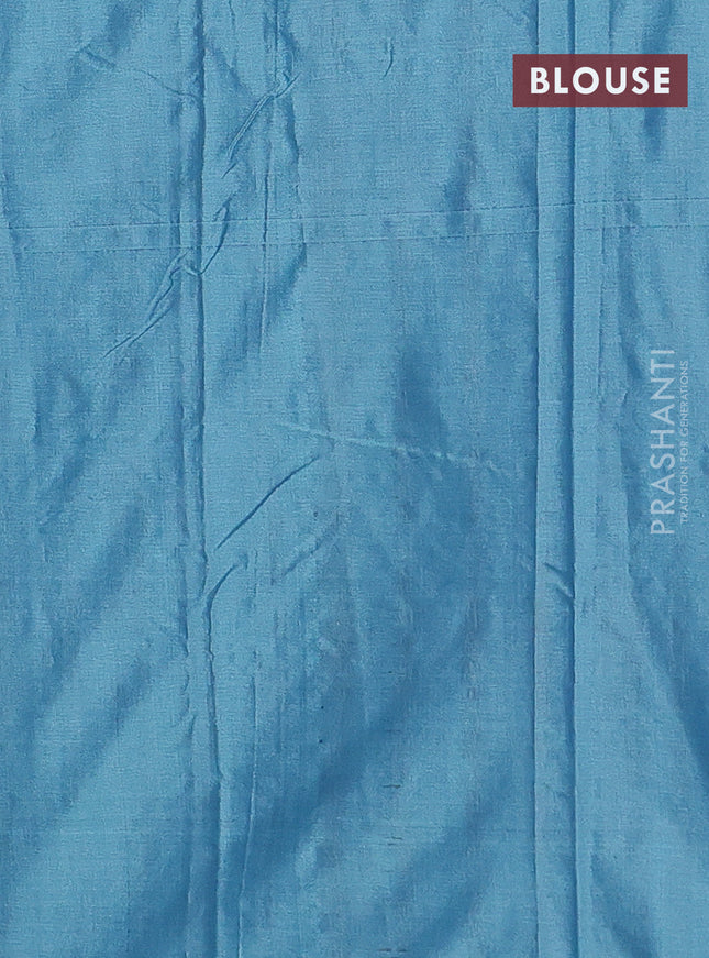 Arani semi silk saree pastel blue with allover copper zari weaves in borderless style