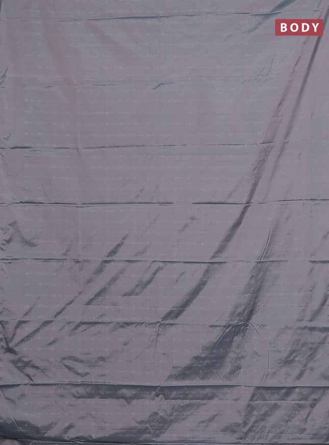 Arani semi silk saree dual shade of grey with allover silver zari weaves in borderless style