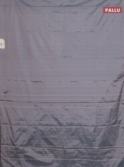 Arani semi silk saree dual shade of grey with allover silver zari weaves in borderless style