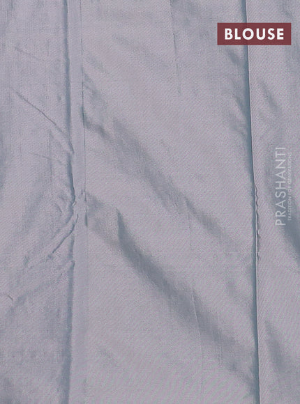 Arani semi silk saree dual shade of grey with allover silver zari weaves in borderless style