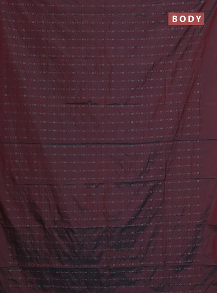 Arani semi silk saree dual shade of maroon with allover silver zari weaves in borderless style