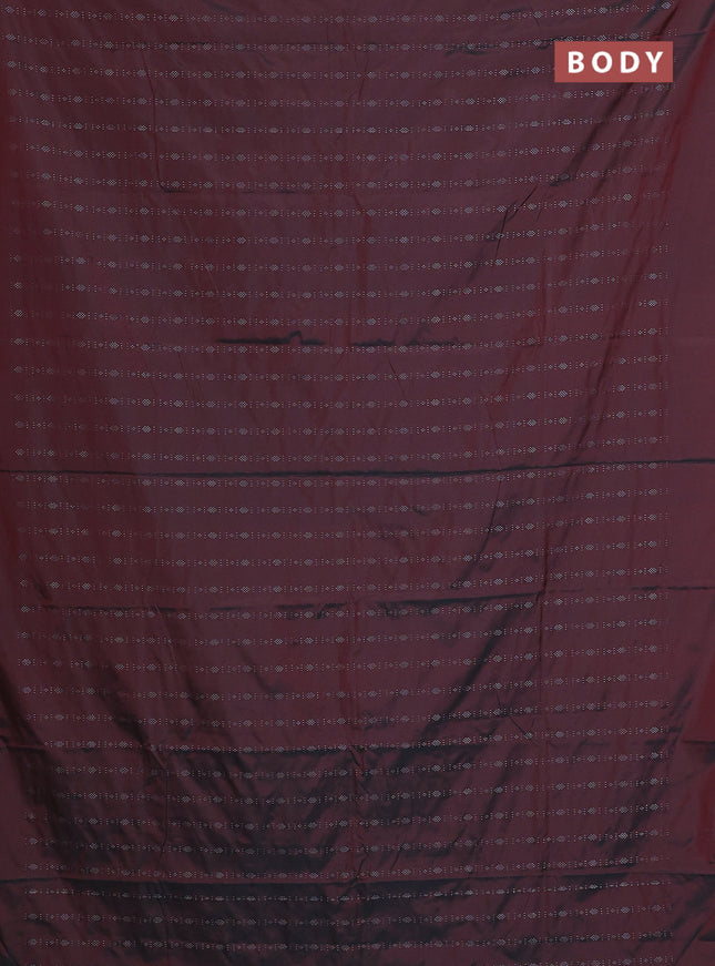 Arani semi silk saree dual shade of maroon with allover silver zari weaves in borderless style