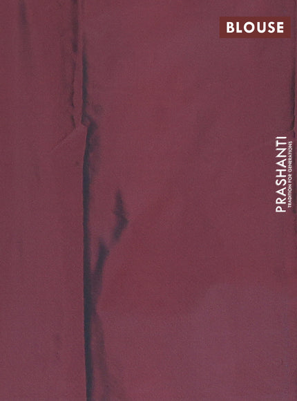 Arani semi silk saree dual shade of maroon with allover silver zari weaves in borderless style