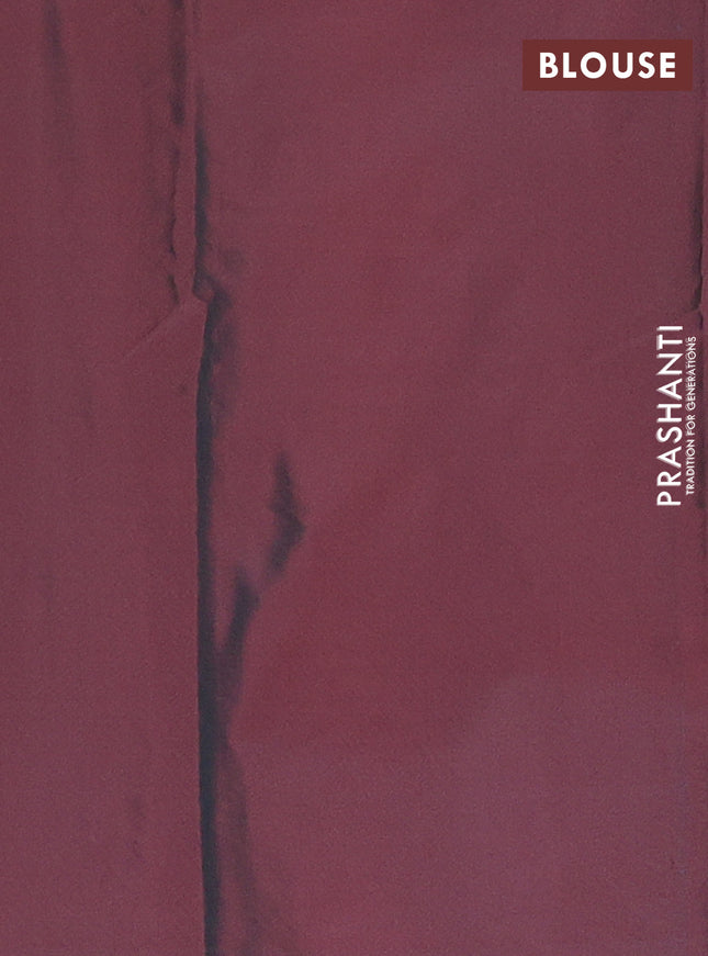 Arani semi silk saree dual shade of maroon with allover silver zari weaves in borderless style