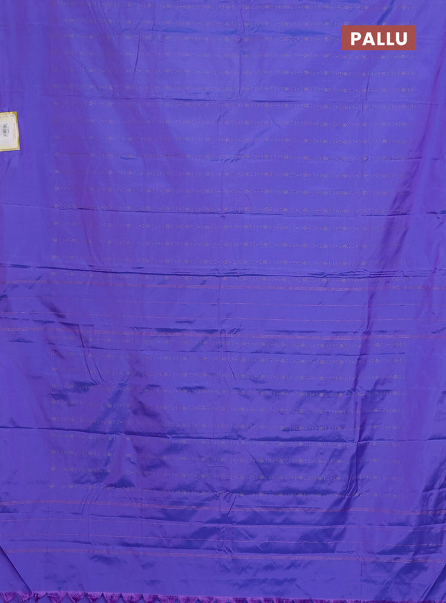 Arani semi silk saree lavender with allover silver zari weaves in borderless style