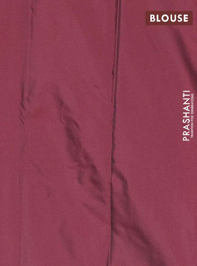 Arani semi silk saree maroon with allover silver zari weaves in borderless style