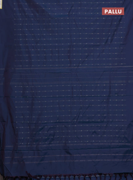 Arani semi silk saree dual shade of peacock blue with allover silver zari weaves in borderless style