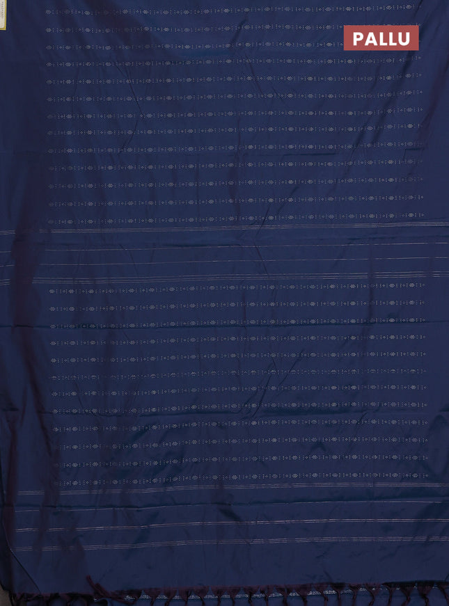 Arani semi silk saree dual shade of peacock blue with allover silver zari weaves in borderless style