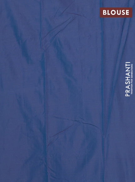 Arani semi silk saree dual shade of peacock blue with allover silver zari weaves in borderless style