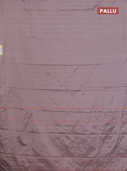 Arani semi silk saree pastel pink with allover copper zari weaves in borderless style
