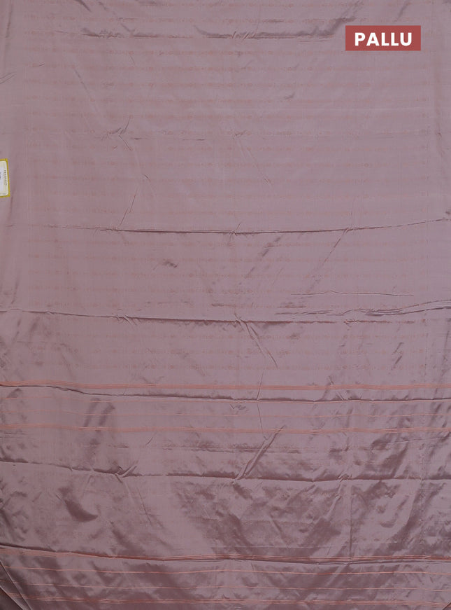 Arani semi silk saree pastel pink with allover copper zari weaves in borderless style