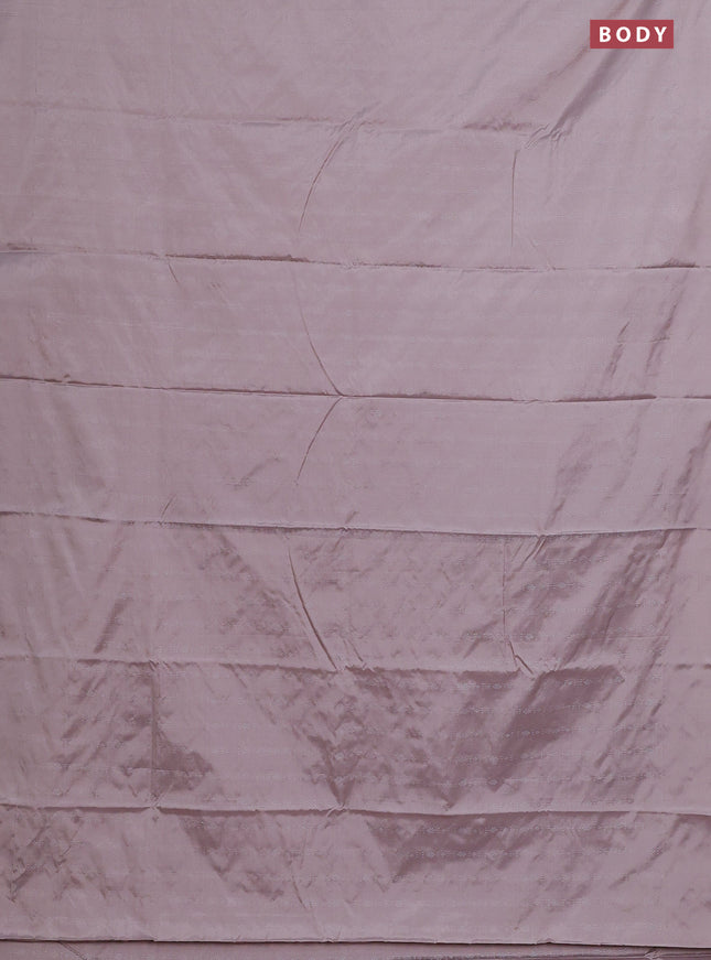 Arani semi silk saree pastel brown with allover silver zari weaves in borderless style