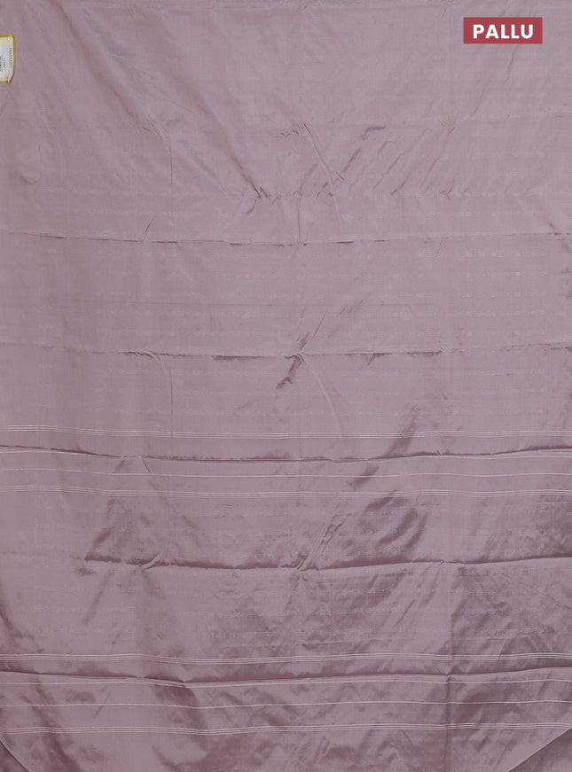 Arani semi silk saree pastel brown with allover silver zari weaves in borderless style