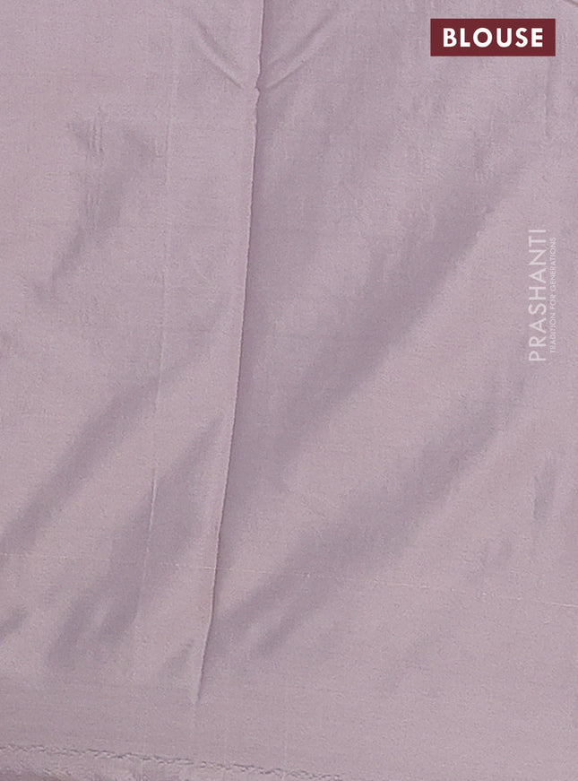 Arani semi silk saree pastel brown with allover silver zari weaves in borderless style