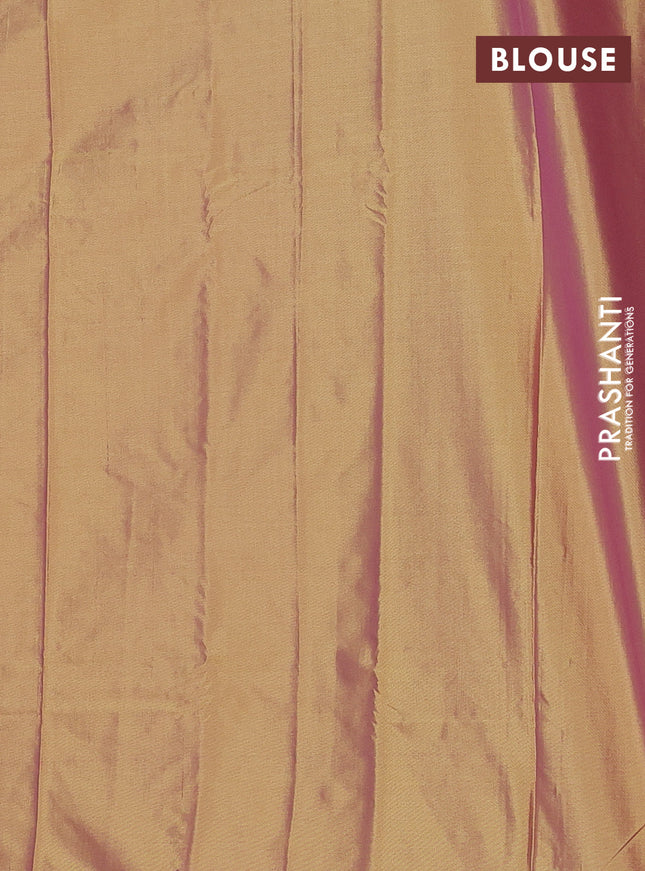 Arani semi silk saree mehendi green with allover silver zari weaves in borderless style