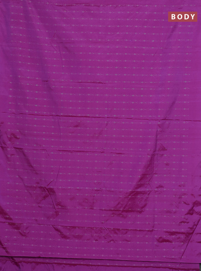 Arani semi silk saree purple shade with allover silver zari weaves in borderless style