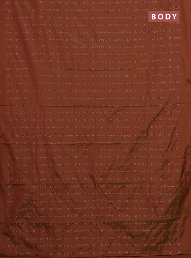 Arani semi silk saree rust shade with allover silver zari weaves in borderless style