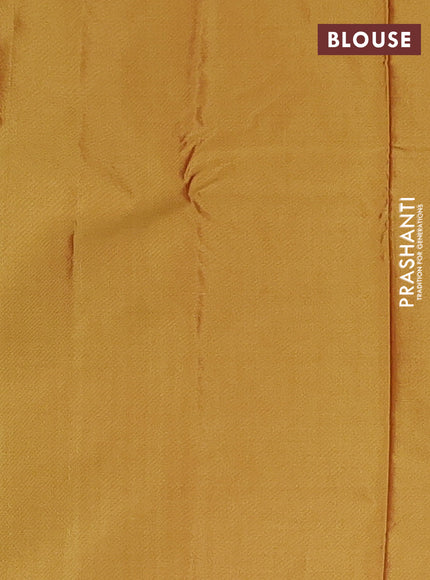 Arani semi silk saree mustard yellow with allover silver zari weaves in borderless style