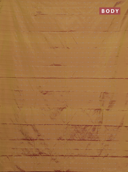 Arani semi silk saree dual shade of yellow with allover silver zari weaves in borderless style