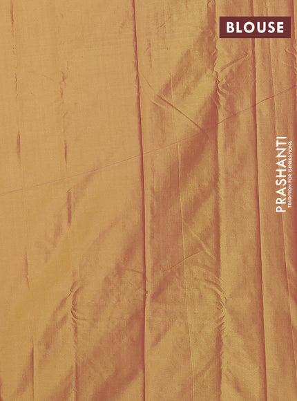 Arani semi silk saree dual shade of yellow with allover silver zari weaves in borderless style