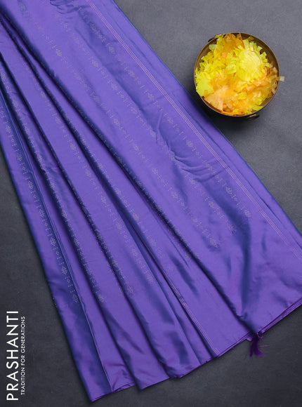 Arani semi silk saree dual shade of violet with allover silver zari weaves in borderless style