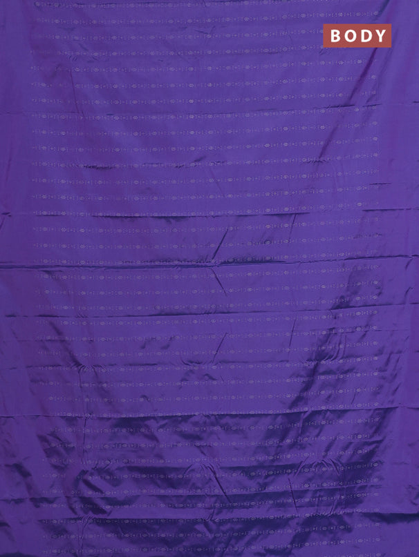 Arani semi silk saree dual shade of violet with allover silver zari weaves in borderless style