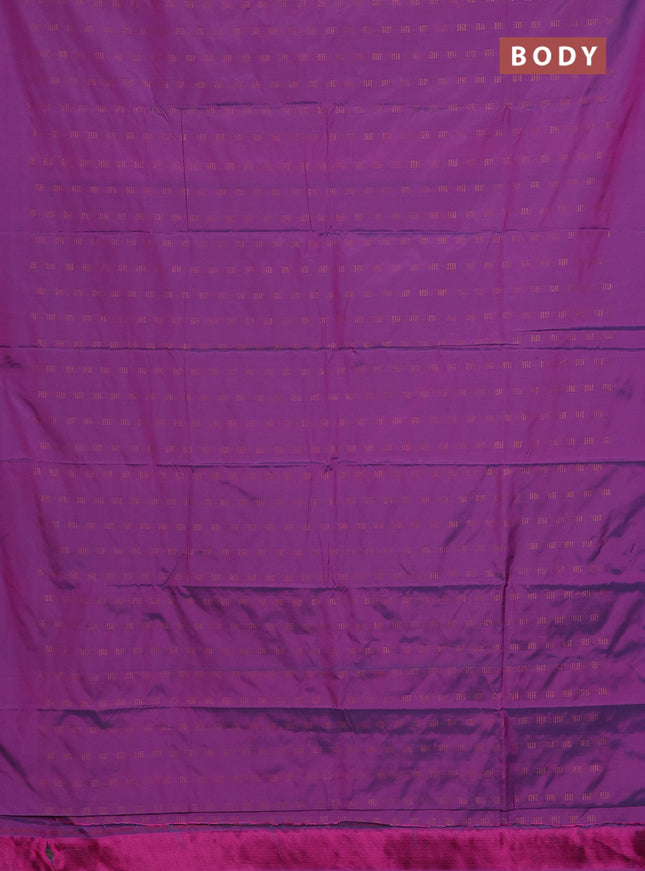 Arani semi silk saree purple with copper zari woven buttas in borderless style