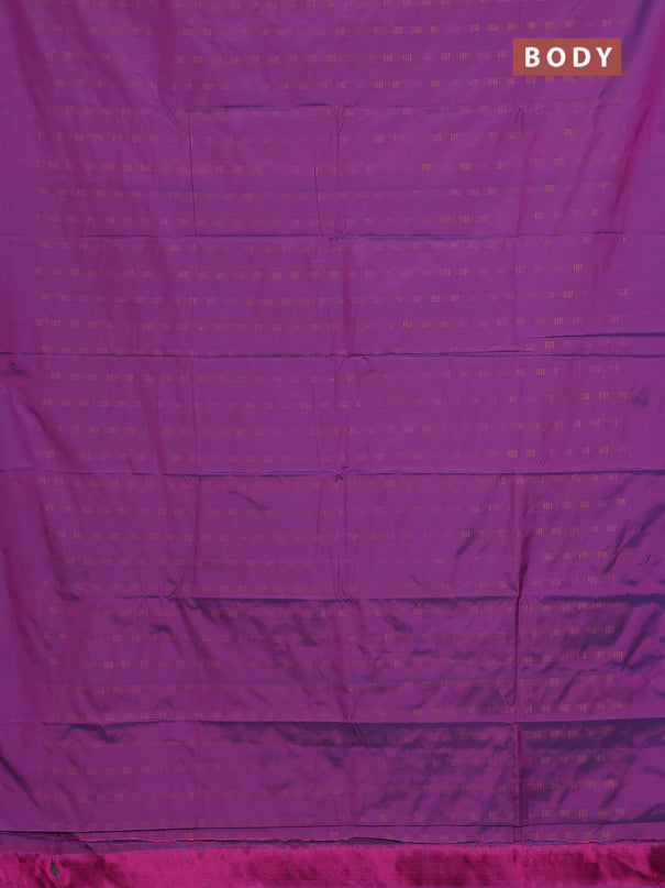 Arani semi silk saree purple with copper zari woven buttas in borderless style