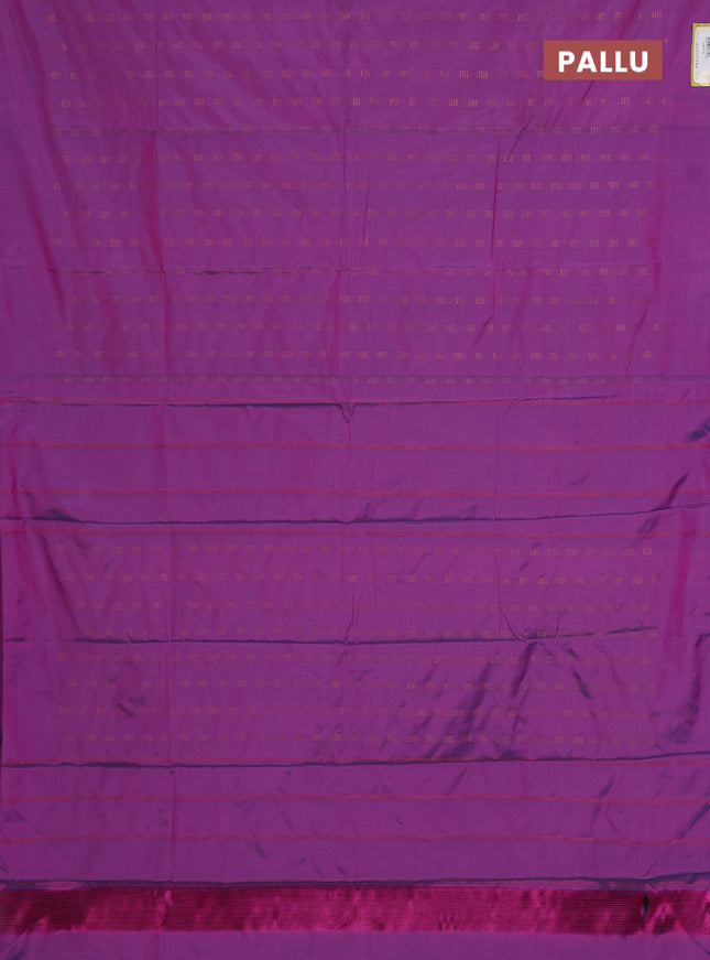 Arani semi silk saree purple with copper zari woven buttas in borderless style