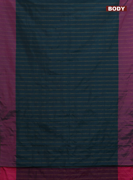 Arani semi silk saree peacock green and pink with allover zari weaves and zari woven border