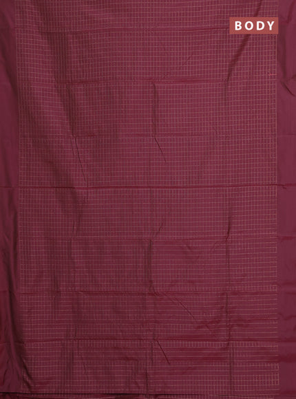 Arani semi silk saree maroon with allover copper zari woven checks in borderless style
