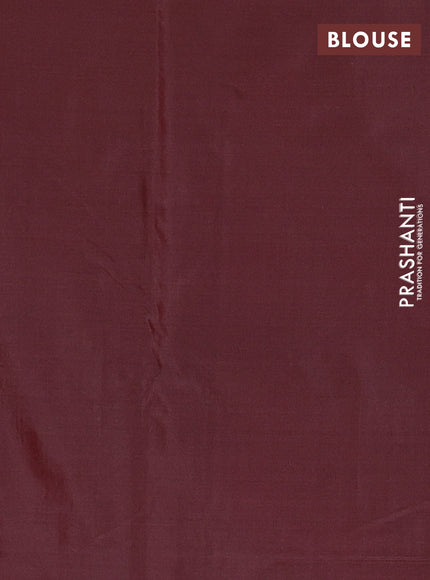 Arani semi silk saree maroon with allover copper zari woven checks in borderless style