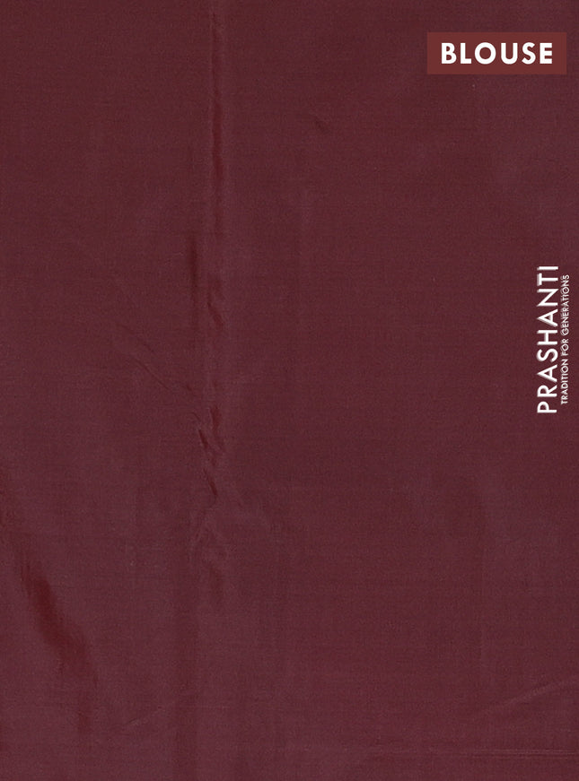 Arani semi silk saree maroon with allover copper zari woven checks in borderless style